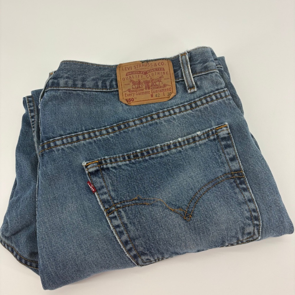 Levis 550 Relaxed Fit Vintage Jeans Mens 42x30 Blue Denim Pants